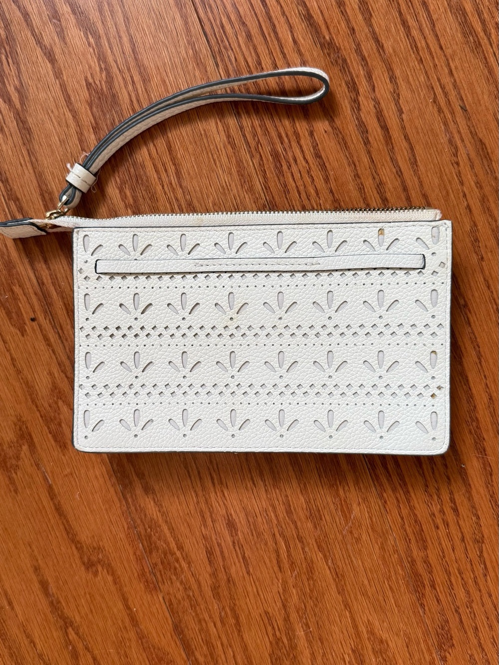 kate spade White Perforated Leather Wristlet with Bow Tassels - Picture 4 of 5